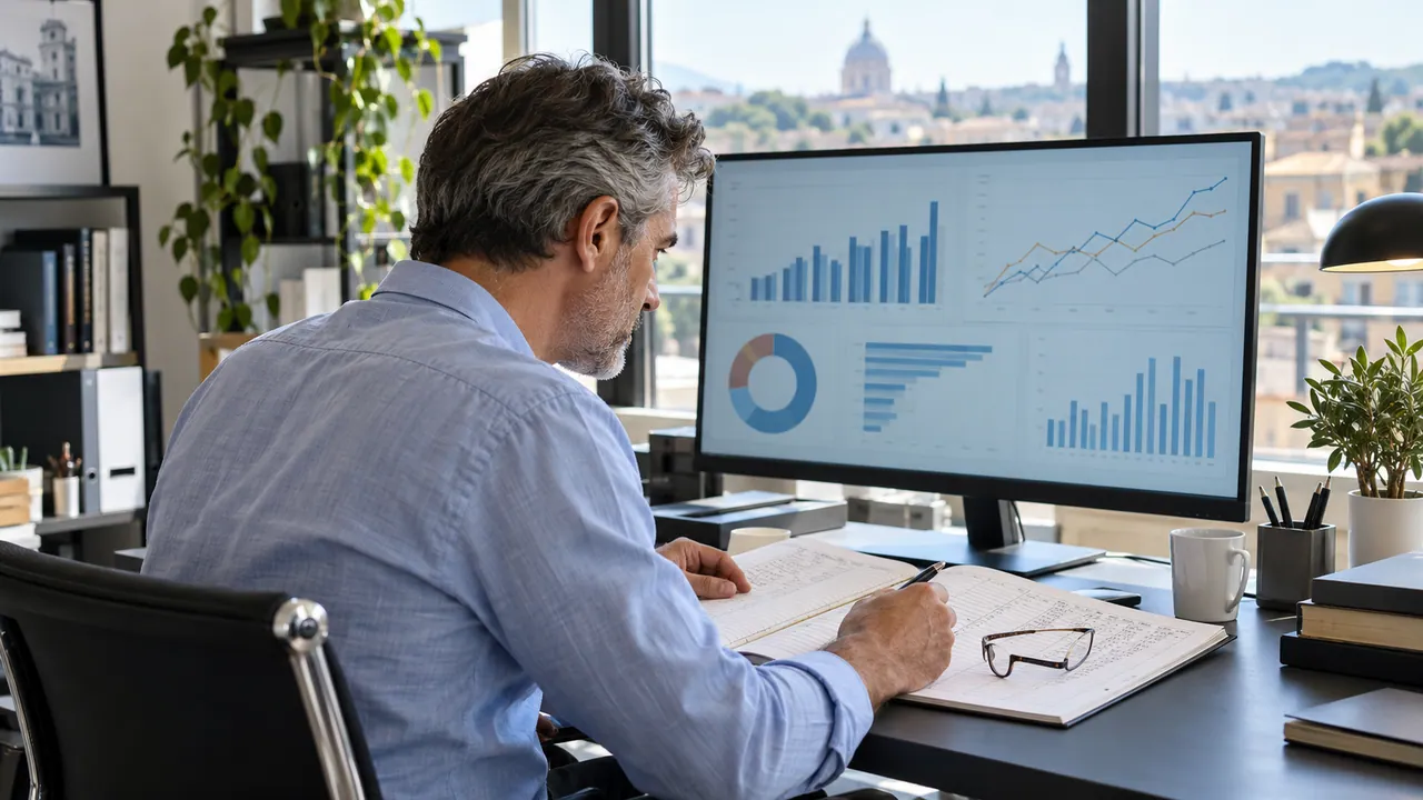 Analista confronta il registro delle richieste con i dati visualizzati sul monitor