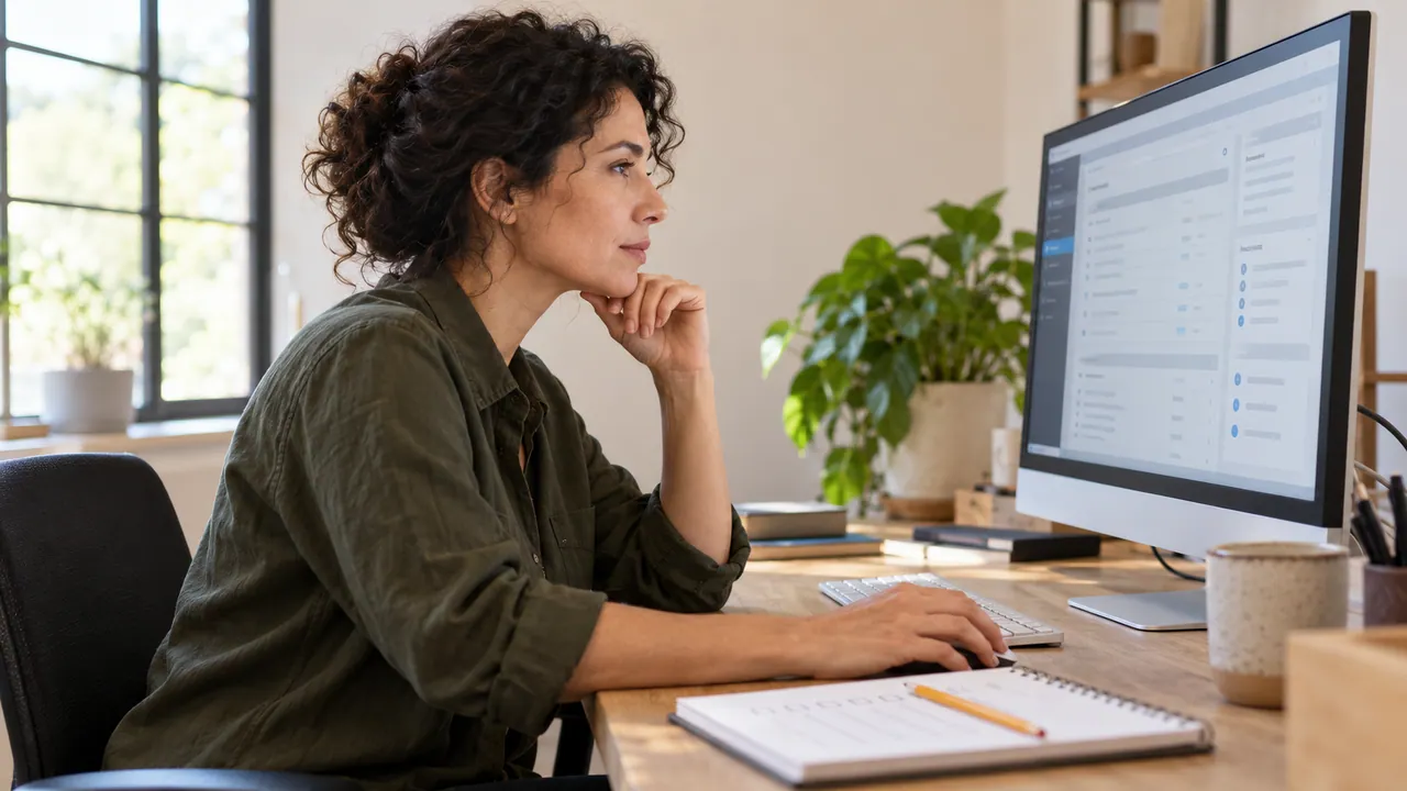 Una tecnica esamina un pannello di gestione sul monitor durante la manutenzione di un sito