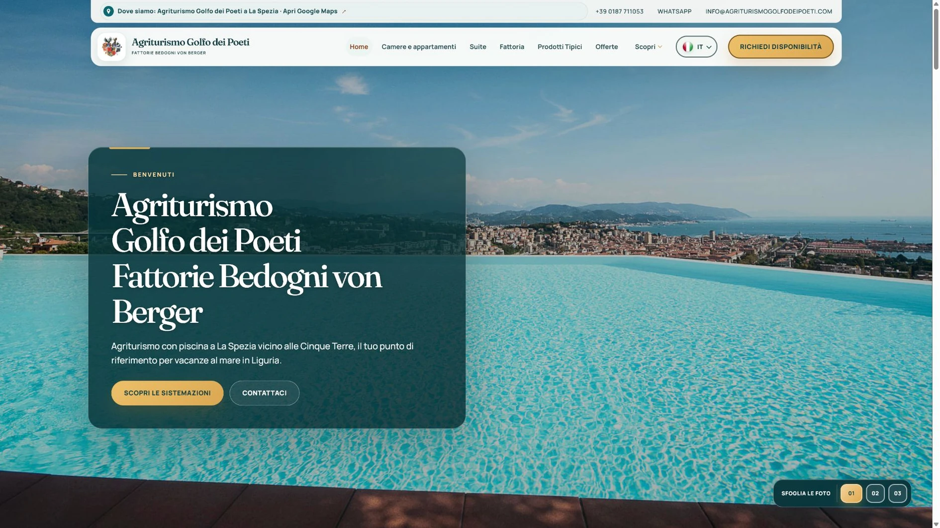 Sito Agriturismo Golfo dei Poeti sulle colline di La Spezia, con alloggi e vita di fattoria