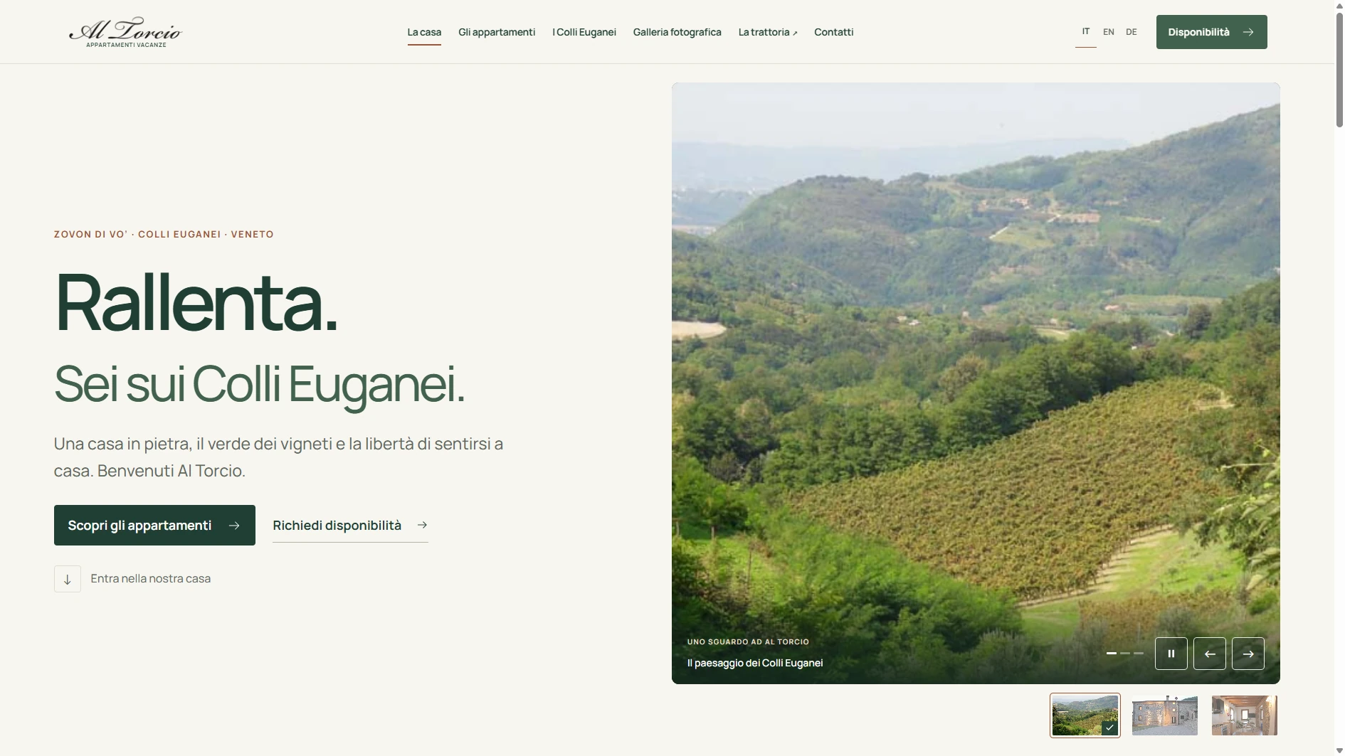 Homepage di Al Torcio Appartamenti Vacanze a Zovon di Vo’, nei Colli Euganei