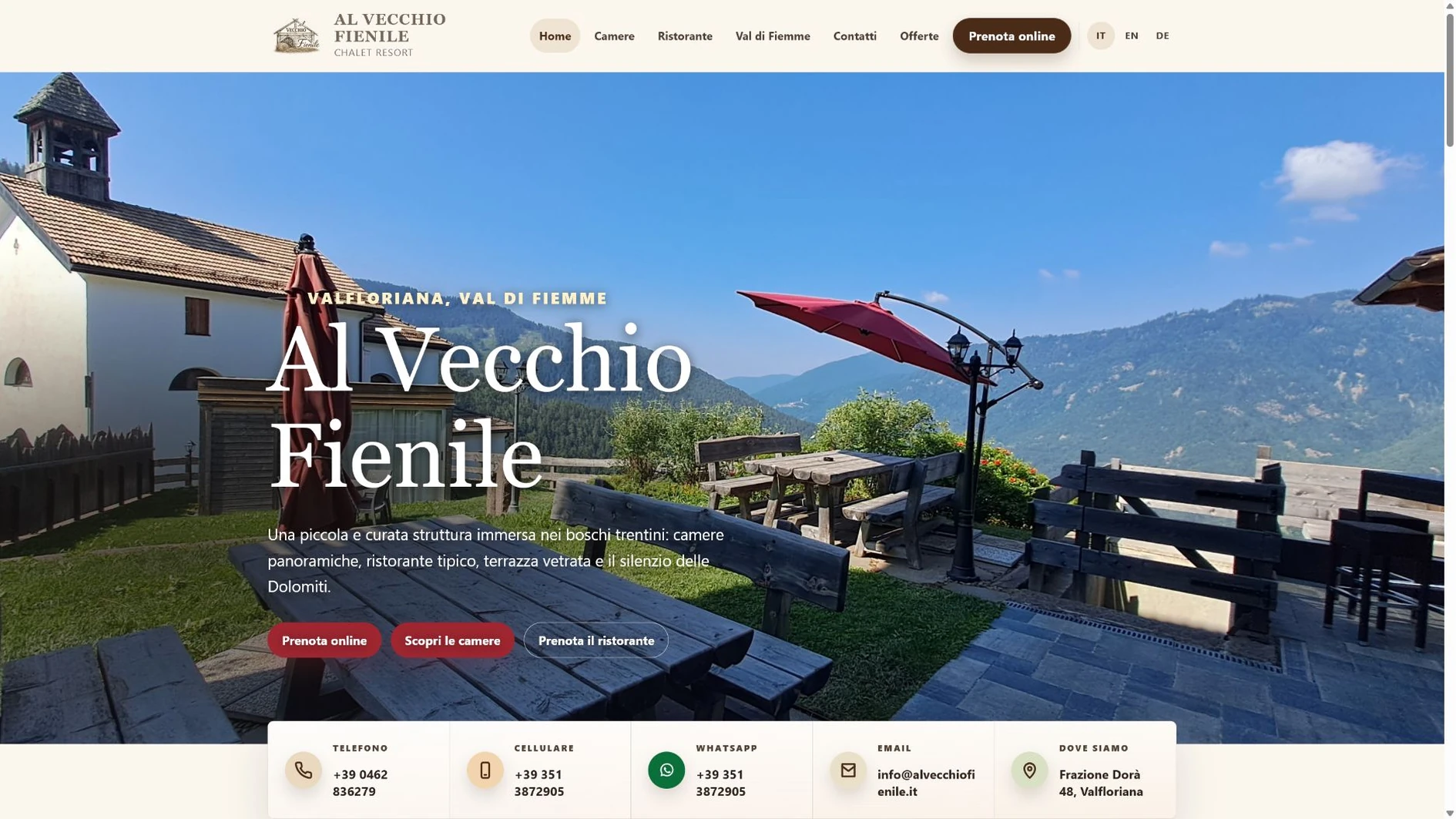 Sito web Al Vecchio Fienile: Valfloriana · Chalet resort