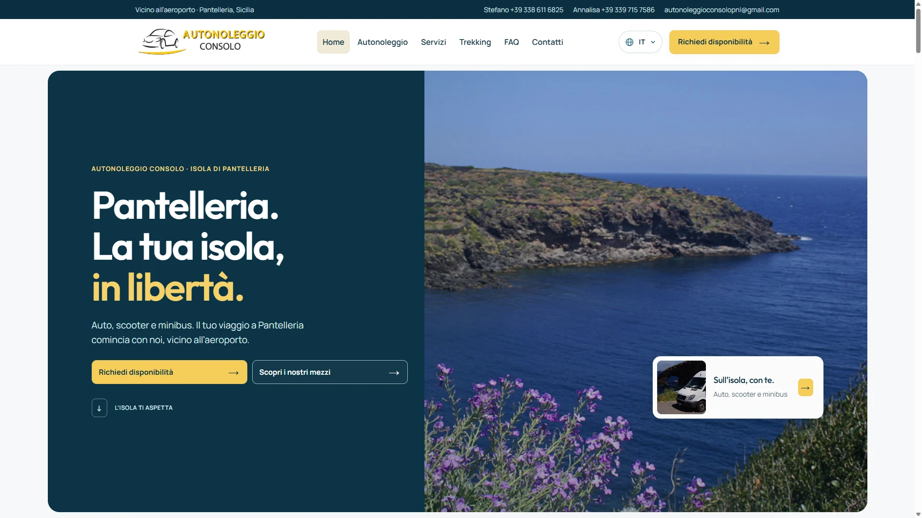Homepage del sito Autonoleggio Consolo a Pantelleria