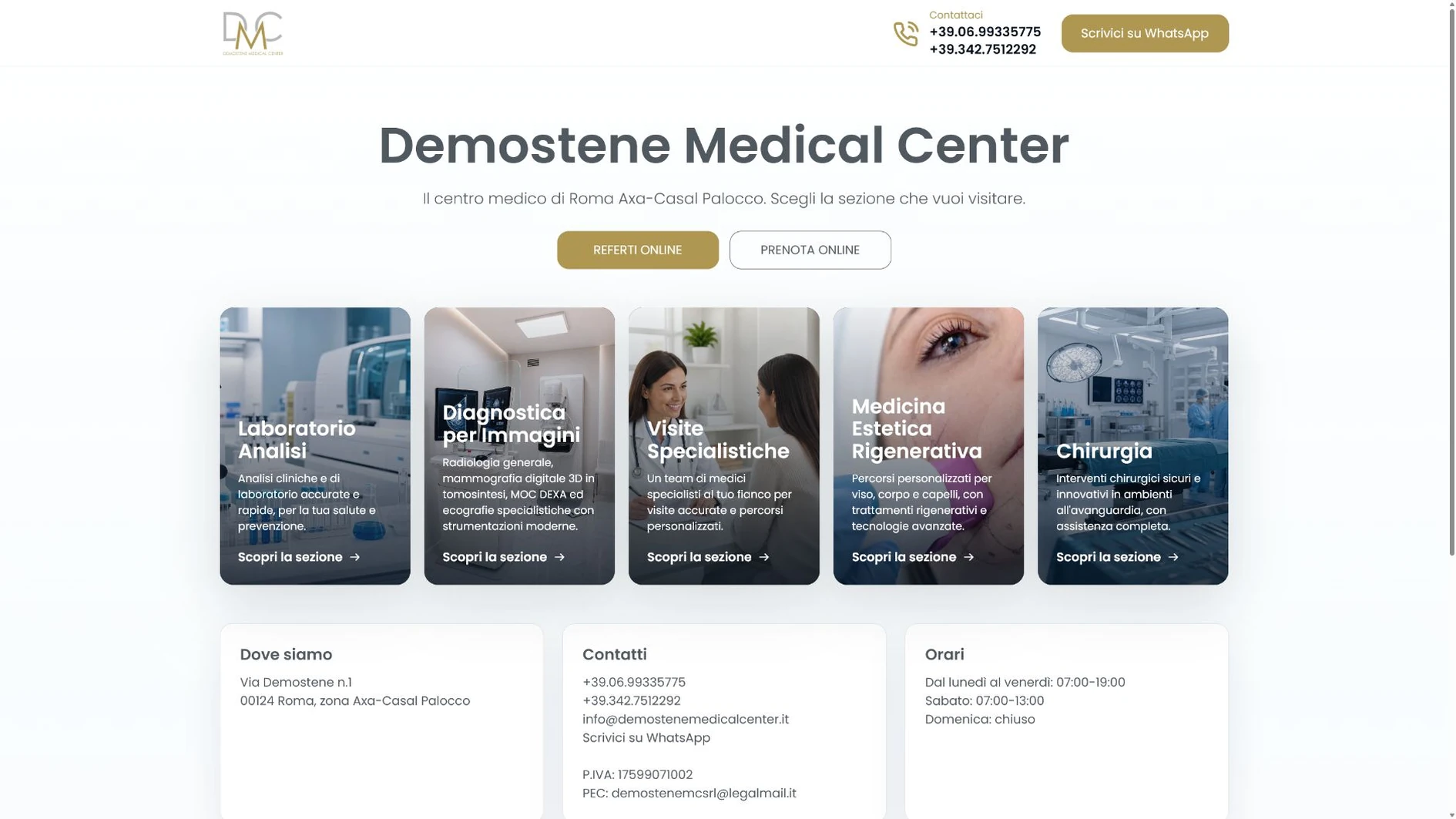 Homepage del sito Demostene Medical Center a Roma