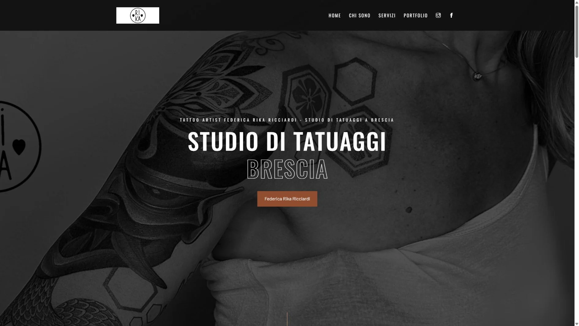 Homepage del sito Federica Rika Tattoo, studio di tatuaggi a Coccaglio