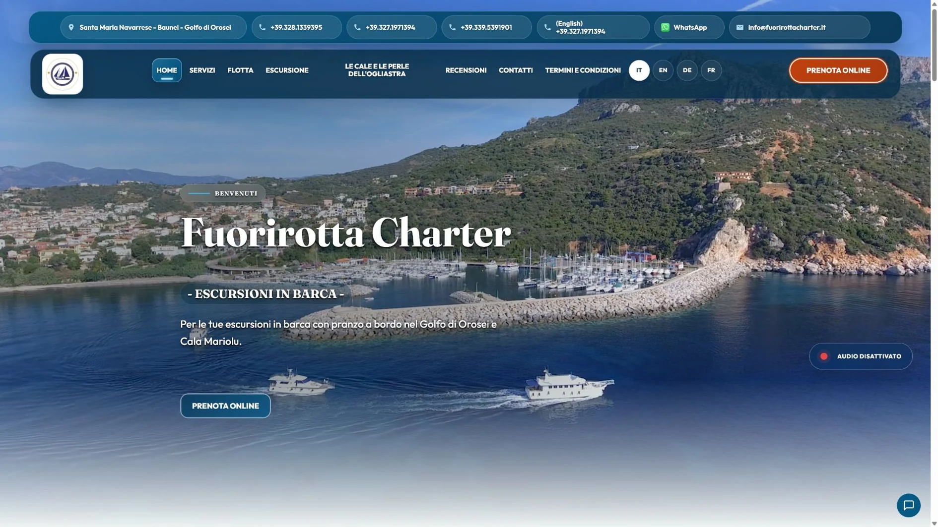 Home page del sito Fuorirotta Charter