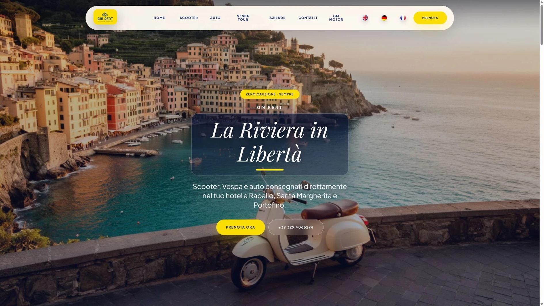 Il sito GM Rent per noleggio e Vespa Tour nel Tigullio