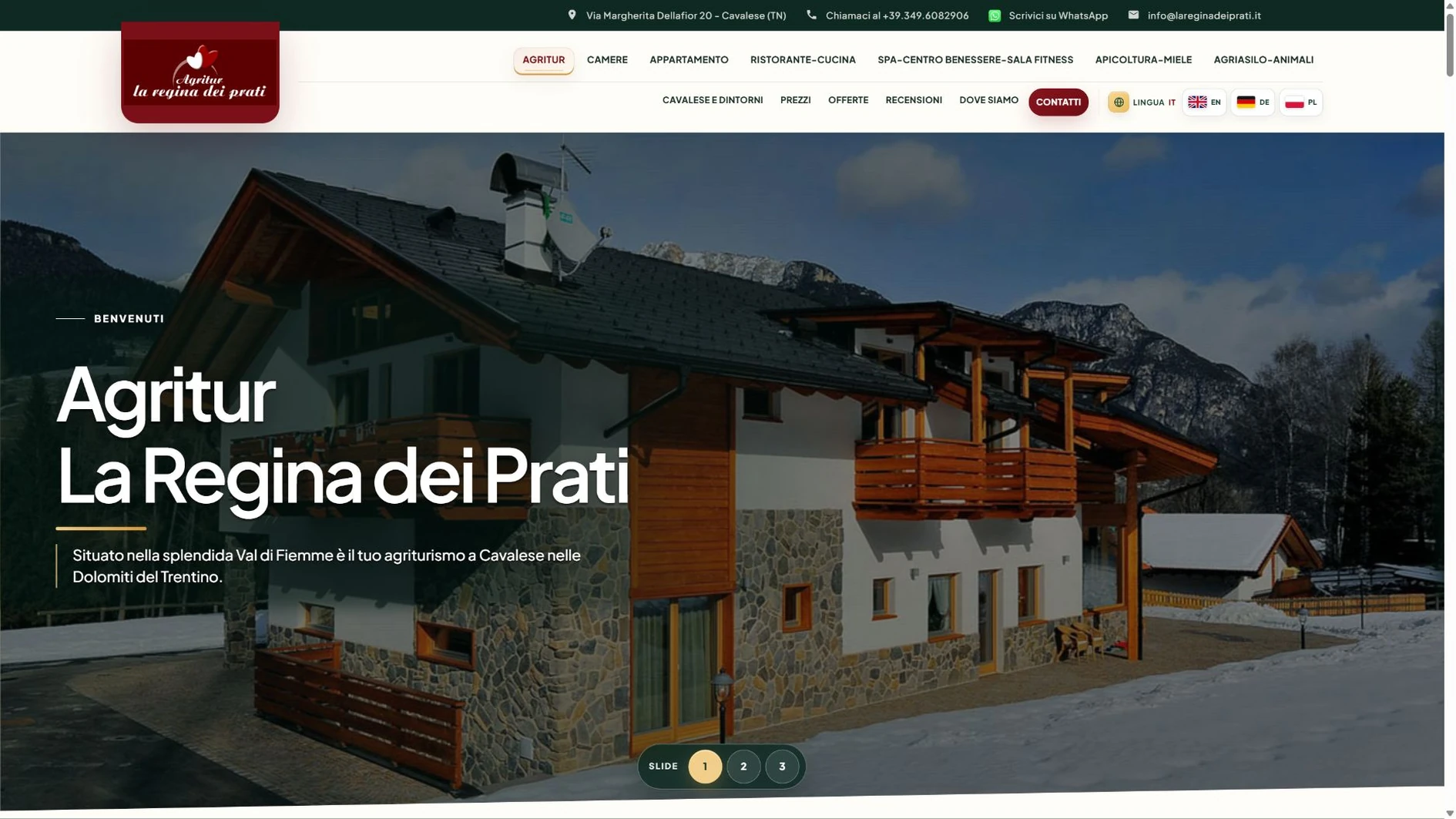 Sito web Agritur La Regina dei Prati: Masi di Cavalese · Agriturismo