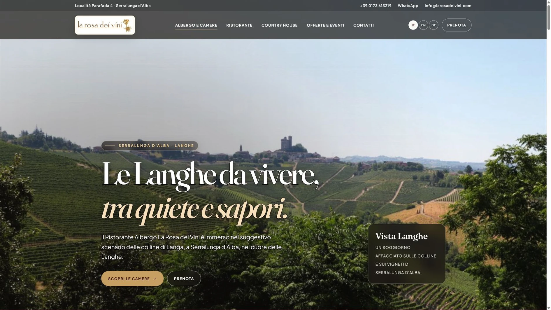 Homepage La Rosa dei Vini a Serralunga d’Alba nelle Langhe