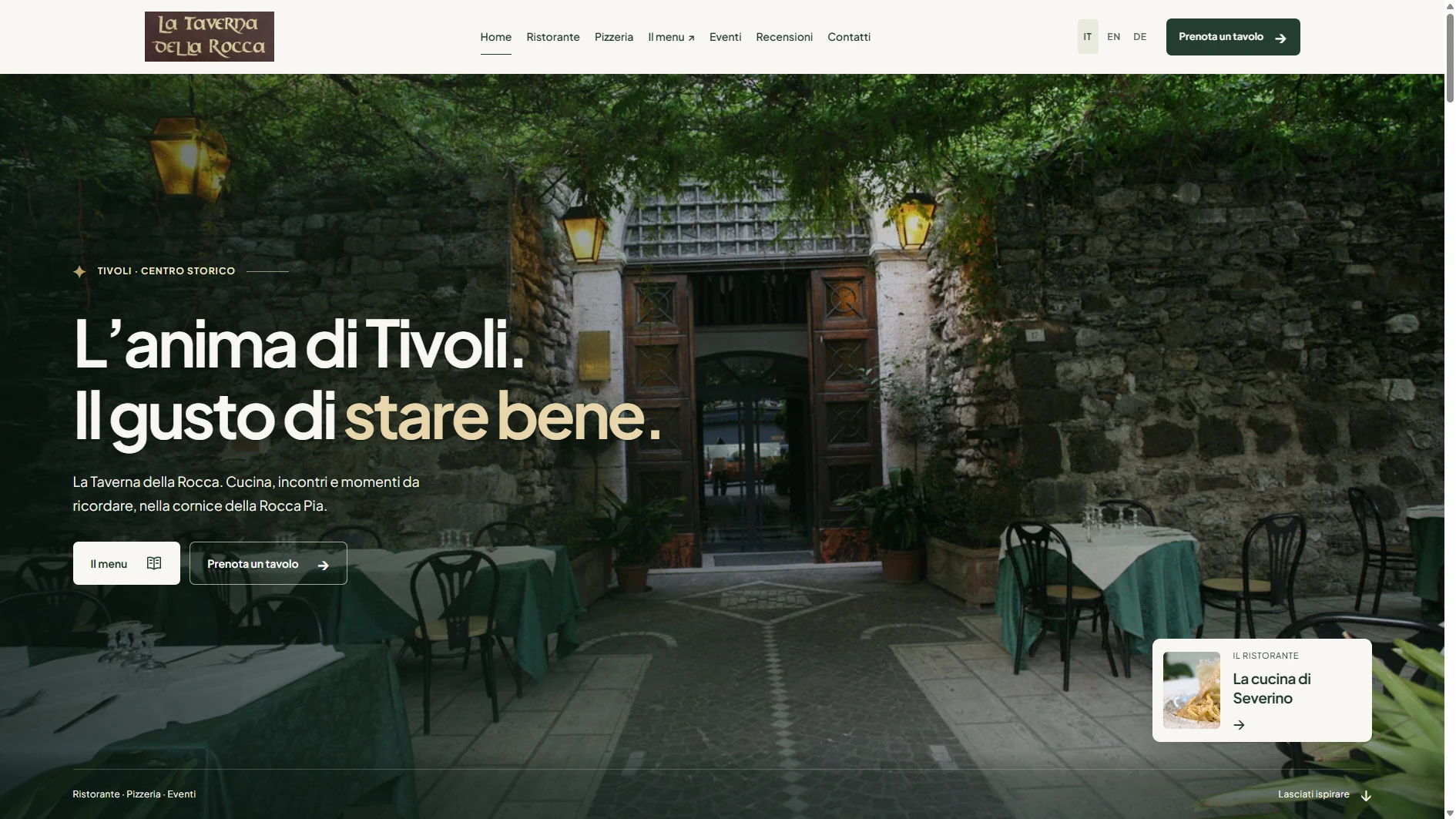 Homepage de La Taverna della Rocca, ristorante e pizzeria a Tivoli