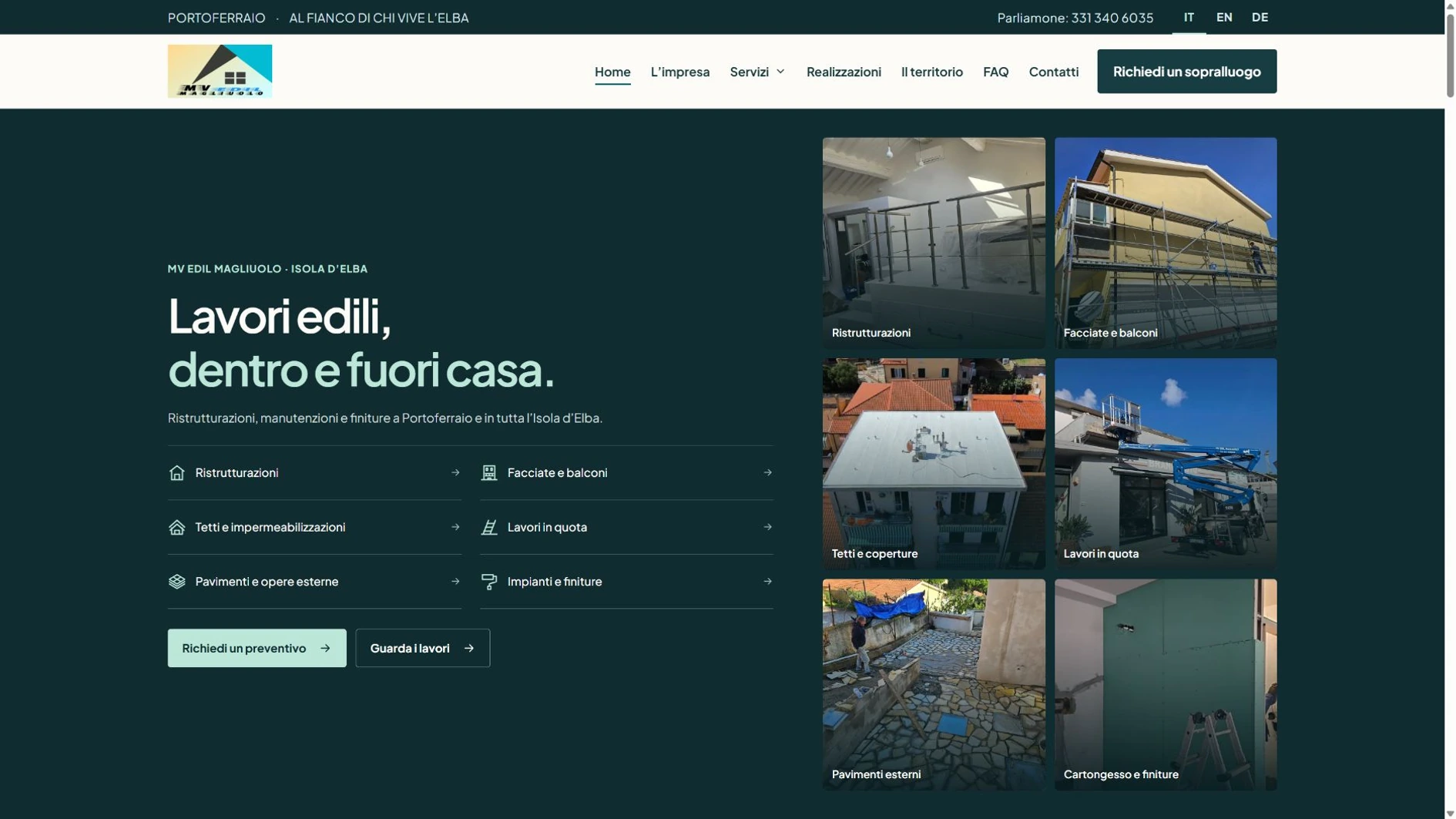 Homepage MV Edil Magliuolo per lavori edili e ristrutturazioni all’Isola d’Elba